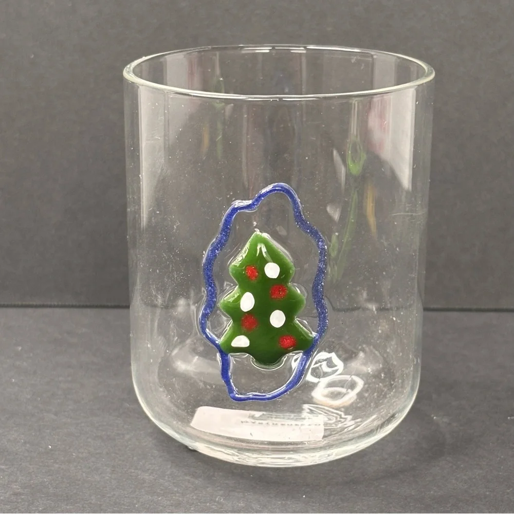 Anthropologie Love Notes Holiday Juice Glass Christmas Tree NWT